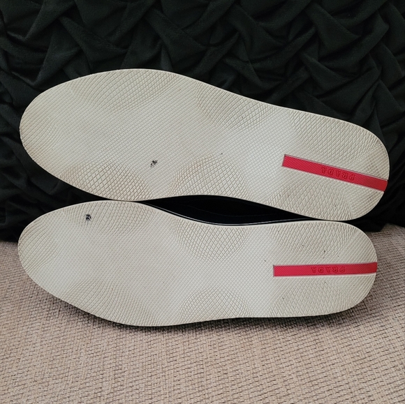 PRADA WOMEN'S BLUE PATENT LEATHER SLIP ON OXFORDS - Picture 10 of 12